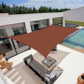 Voile d'ombrage 5 x 3 m rectangulaire 280g/m² - Haute densité résistante au vent - Tissu micro-aéré - Terracotta - Sunny Inch