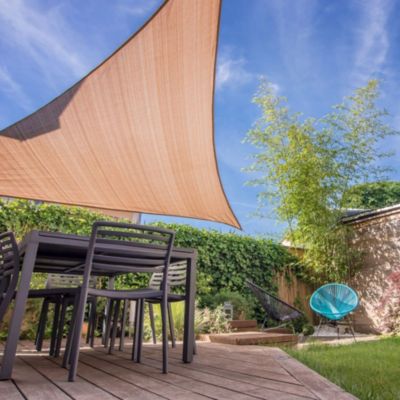 Voile d'ombrage Beige Polyéthylène Triangulaire Jardin 5x5x5 m Rebecca Mobili