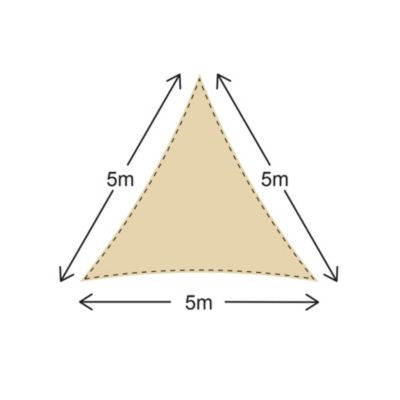 Voile d'ombrage Beige Polyéthylène Triangulaire Jardin 5x5x5 m Rebecca Mobili