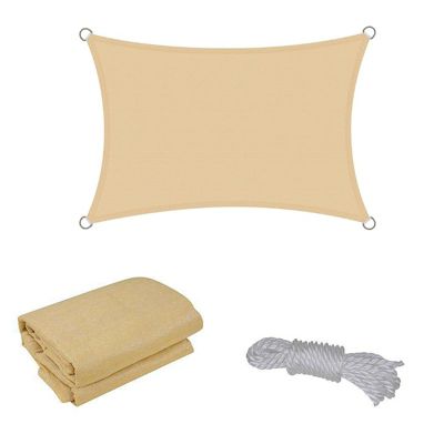 Voile d'ombrage d'extérieur respirante, filet d'ombrage de jardin à quatre coins, carré 2x4M
