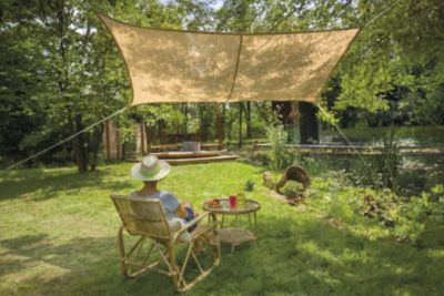Voile d'ombrage extérieur rectangulaire en toile de jute L.3 x l.2 m