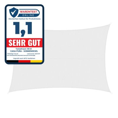 Voile d'ombrage, Hydrofuge, Blanc 3 x 5 m, Rectangulaire
