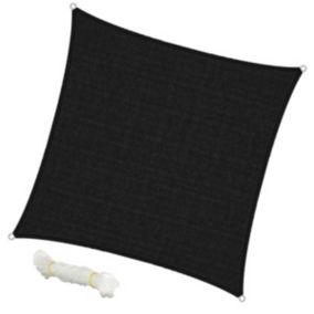 Voile d'ombrage protection solaire toile tendue carré 3,6x3,6 m anthracite HDPE