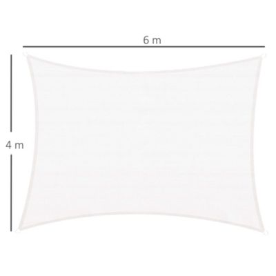 Voile d'ombrage rectangulaire 4 x 6 m toile solaire taud de soleil crème