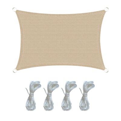 Voile D'Ombrage Rectangulaire 96%  Crème - Filet Ombrage Épaissi UV Balcon Jardin