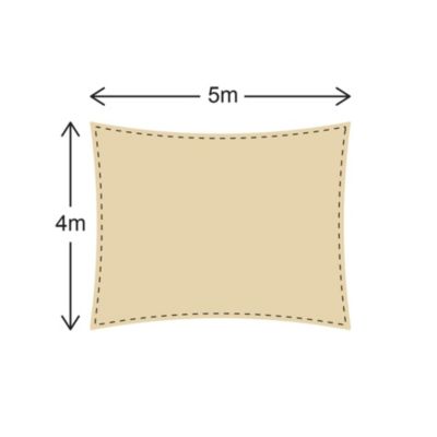 Voile d'ombrage Rectangulaire Beige Polyéthylène Jardin 4x5 m Rebecca Mobili