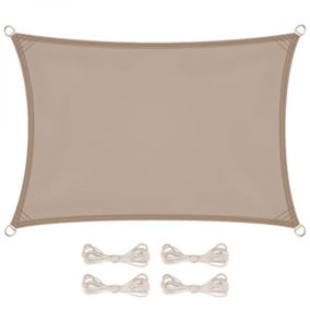 Voile d'ombrage rectangulaire imperméable et anti-UV - 3 x 4 m - Taupe - Linxor