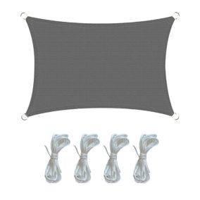 Voile d'ombrage Rectangulaire Polyéthylène Gris avec Cordes 3x4 m Rebecca Mobili