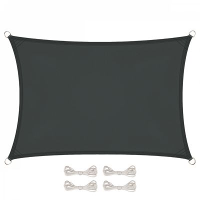Voile d'ombrage rectangulaire pour terrasse, jardin, toile imperméable et résistant UV - 3 x 4 m - Gris foncé  - Linxor