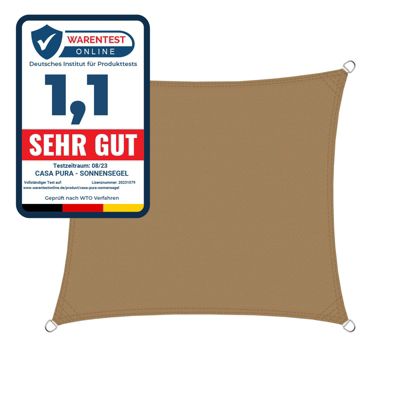 Voile d'ombrage, Respirant Sable, 3 x 5 m, Rectangulaire