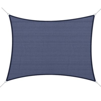 Voile d'ombrage toile solaire rectangulaire 6L x 4l m HDPE bleu