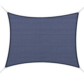 Voile d'ombrage toile solaire rectangulaire 6L x 4l m HDPE bleu