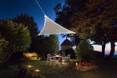 Voile d'ombrage triangle Morel taupe 360 cm avec LEDs solaires