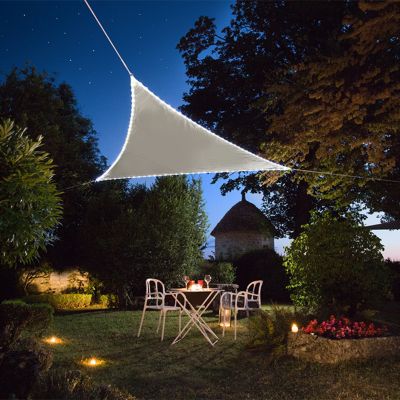 Voile d'ombrage triangle Morel taupe 360 cm avec LEDs solaires