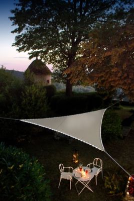 Voile d'ombrage triangle Morel taupe 360 cm avec LEDs solaires