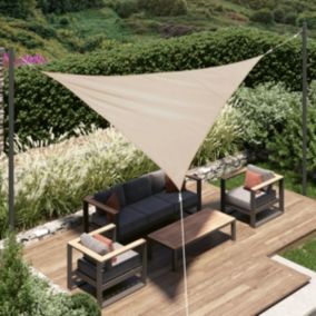 Voile d'ombrage triangulaire "Curacao" blé 3 x 3 x 3m en polyester - Hespéride