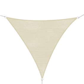 Voile d'ombrage triangulaire grande taille 6 x 6 x 6 m polyéthylène haute densité résistant aux UV crème