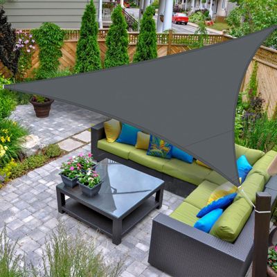 Voile d'ombrage triangulaire imperméable, pare-soleil de jardin extérieur, 5x5x5M (gris foncé)