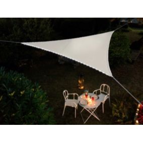 Voile d'ombrage triangulaire Leds solaires 3,60 x 3,60 x 3,60 m Blanc - Jardiline