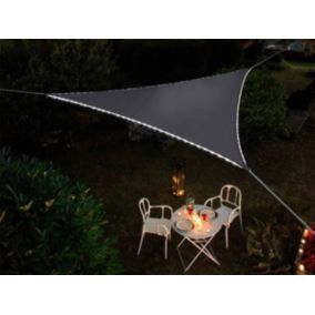 Voile d'ombrage triangulaire Leds solaires Ardoise + Adaptateur - Jardiline