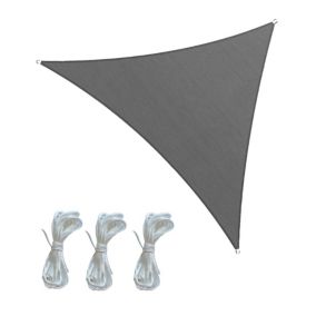 Voile d'ombrage Triangulaire Polyéthylène Gris avec Cordes 3x3x3 m Rebecca Mobili