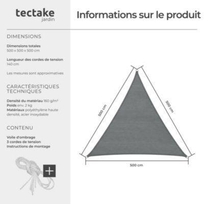 Voile d'ombrage triangulaire Triangulaire avec une protection UV 50+