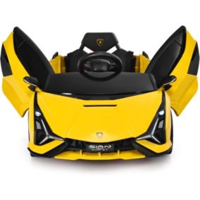 Voiture Electrique Enfant Cabriolet de Portes Ciseaux pour avec Telecommande et Demarrage Lent Vehicules Enfant avec Portes Jaune