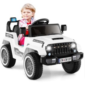 Voiture Electrique Enfants 12V avec Télécommande Lumières Mode Musique Charge 30KG Blanc