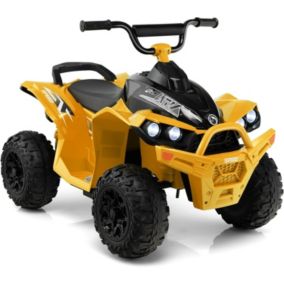 Voiture Electrique Enfants 12V Quad Electrique Enfants 1 Place Klaxon Musique Phares LED Quad Motorisé Charge 35KG Jaune