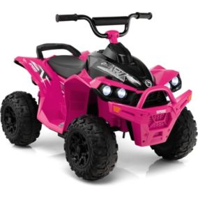 Voiture Electrique Enfants 12V Quad Electrique Enfants 1 Place Klaxon Musique Phares LED Quad Motorisé Charge 35KG Rose