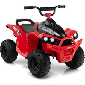 Voiture Electrique Enfants 12V Quad Electrique Enfants 1 Place Klaxon Musique Phares LED Quad Motorisé Charge 35KG Rouge