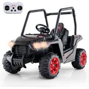 Voiture Electrique Enfants UTV 24 V UTV Electrique Enfants avec Télécommande Démarrage Lent Musique et Lumières LED Rouge