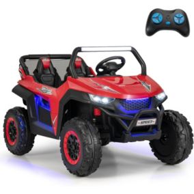 Voiture électrique 2 Enfants 2 Portes avec Télécommande Lumières et Musique 12V Quad Buggy Charge 60kg Rouge