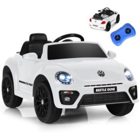 Voiture électrique Enfant 12V Coccinelle avec Télécommande 1 Place avec LED Bluetooth Blanc