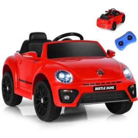 Voiture électrique Enfant 12V Coccinelle avec Télécommande 1 Place avec LED Bluetooth Rouge