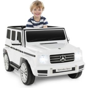 Voiture Électrique Enfants Mercedes Benz G500 12V Charge 30kg Télécommande Effets Sonores Lumineux Blanc