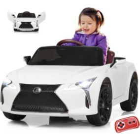 Voiture Électrique Lexus Enfants Charge 30kg 12V Ceinture Télécommande Effets Sonores Lumineux Klaxon USB Blanc