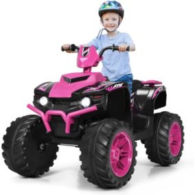 Voiture Quad Buggy Electrique pour Enfant 12V avec 2 Vitesses Quad Electrique avec Phare Klaxon MP3 et USB Rose