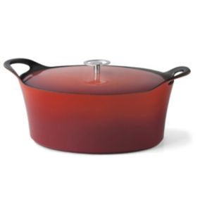 Volcan - Cocotte Ovale 35cm fonte de fer émaillée rouge avec couvercle