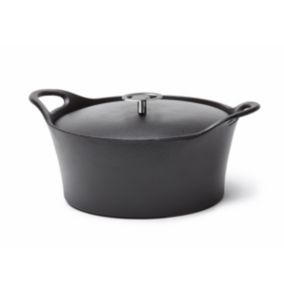 Volcan - Cocotte ronde 20cm fonte de fer émaillée noire avec couvercle