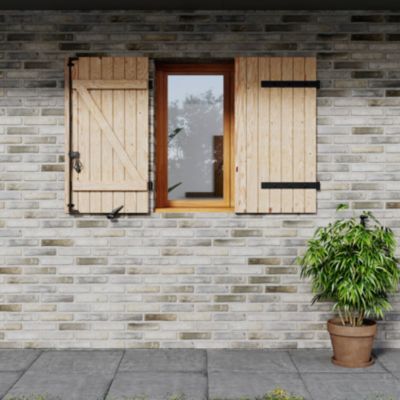 Volet battant bois naturel Fortia - l.120 x H.125 cm - 2 vantaux