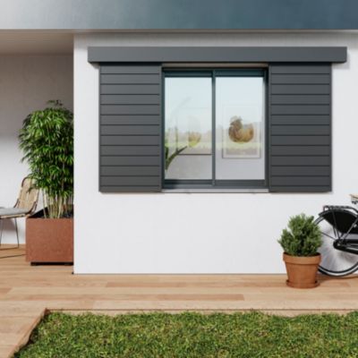 Volet coulissant aluminium anthracite Fortia - l.90 x H.135 cm - 2 vantaux
