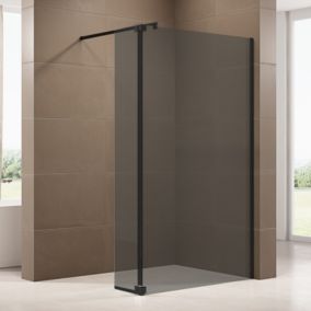 Volet pivotant de protection pour paroi de douche à l'italienne en verre véritable NT106, verre gris