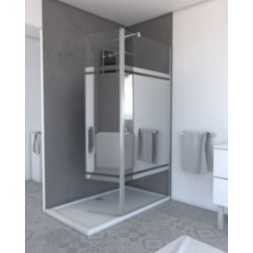 Volet pivotant pour paroi de douche fixe - 40x200cm - Verre 6mm avec bande miroir - Profile Chromé