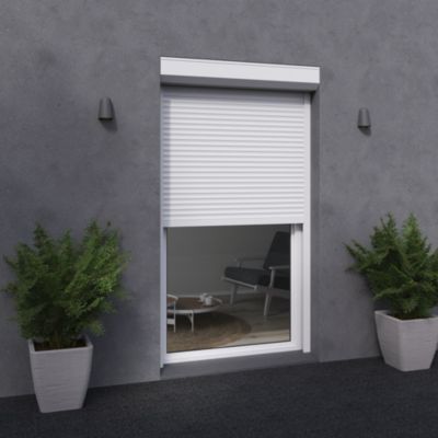 Volet roulant électrique en aluminium L. 120 x H. 215 cm blanc