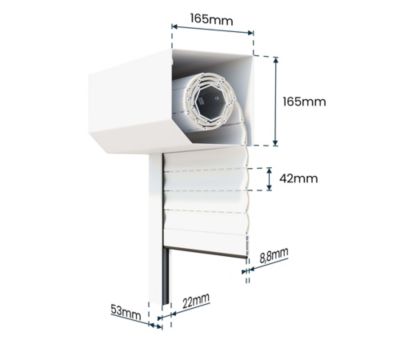 Volet Roulant Électrique Filaire - Alu Blanc - L120 x H220 cm - Motorise avec commande murale - Recoupable