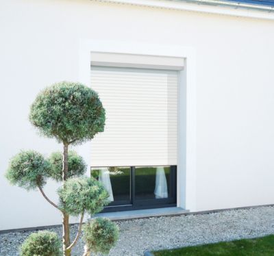 Volet Roulant Électrique Filaire - Alu Blanc - L120 x H220 cm - Motorise avec commande murale - Recoupable