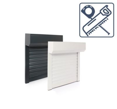 Volet Roulant Électrique Filaire - Alu Blanc - L120 x H220 cm - Motorise avec commande murale - Recoupable
