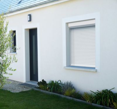 Volet Roulant Électrique Filaire - Alu Blanc - L150 x H155 cm - Motorise avec commande murale - Recoupable