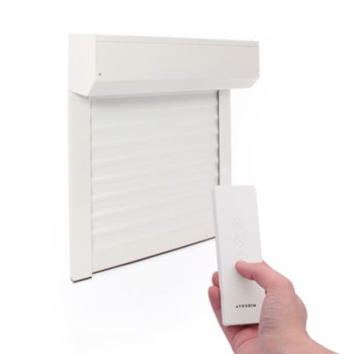 Volet Roulant Électrique Radio - Alu Blanc - L180 x H215 cm - Motorise - Recoupable